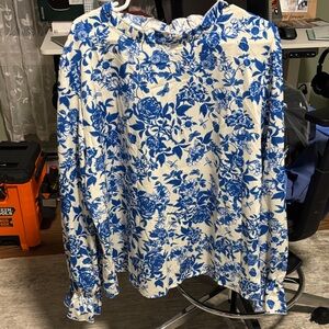 Blue Floral Long Sleeve Top